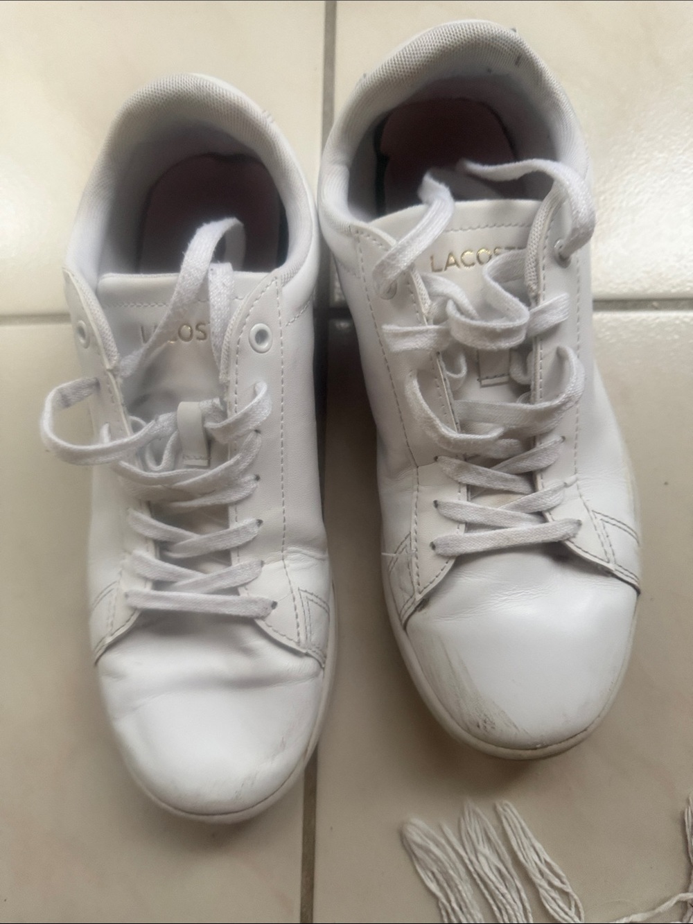 Lacoste Kids White Lace-Up Sneakers